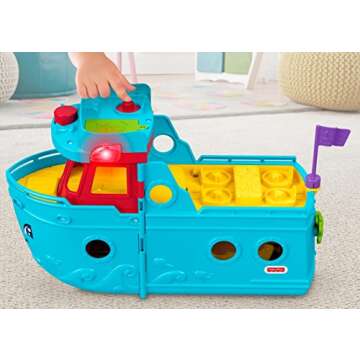 Fisher-Price Little People Toddler Toy Travel Together Friend Ship Musical Playset with 2 Figures fo...