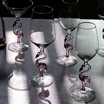 Creative Pink Flamingo Cocktail Martini Goblet Glass Cool Tableware Unique Bar Wine Set (2, 330ml wine glass)
