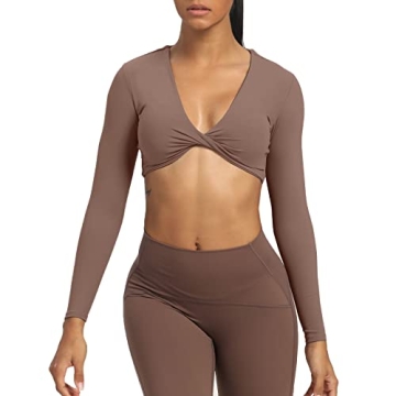 Aoxjox Stylish Long Sleeve Crop Top for Active Women