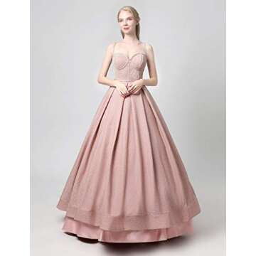 Meijia Handicraft 2025 Long Prom Quinceanera Dresses 2019 Spaghetti Strap Evening Party Ball Gowns for Wedding ME066 Rose Gold