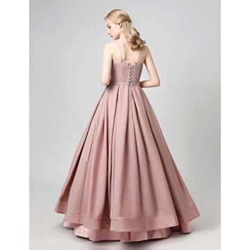 Meijia Handicraft 2025 Long Prom Quinceanera Dresses 2019 Spaghetti Strap Evening Party Ball Gowns for Wedding ME066 Rose Gold