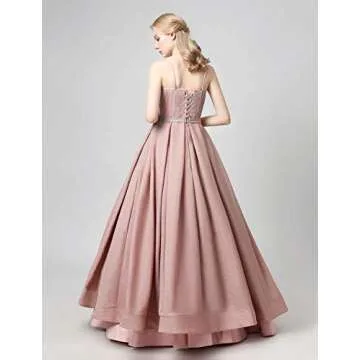 Meijia Handicraft 2025 Long Prom Quinceanera Dresses 2019 Spaghetti Strap Evening Party Ball Gowns for Wedding ME066 Rose Gold