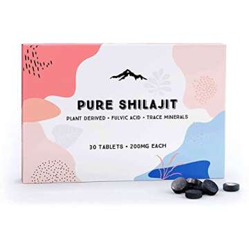 Pure Shilajit Tablets 30ct. (200mg Each), net wt 6g - Plant Derived Fulvic Minerals for Metabolism and Immune System Support