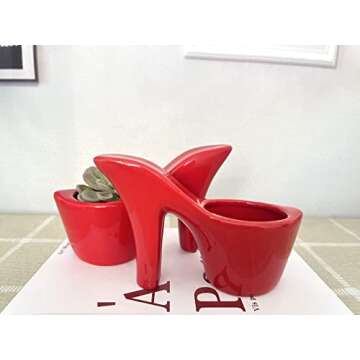 Beitewei 2PCS Succulent Planter Small Pot High Heel Shaped Ceramic Flower Pot Indoor Plant Pots Cute...