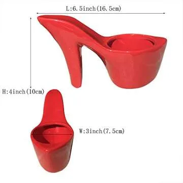 Beitewei 2PCS Succulent Planter Small Pot High Heel Shaped Ceramic Flower Pot Indoor Plant Pots Cute Planter Valentines Day Decor (Red)