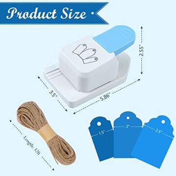 ECOHU Paper Craft Tag Punch - 3 Sizes with Hemp Rope for DIY Projects