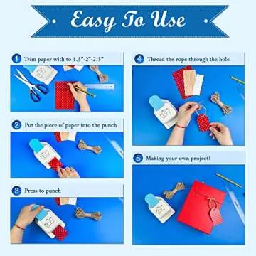 ECOHU Paper Craft Tag Punch with Hemp Rope for DIY Crafts