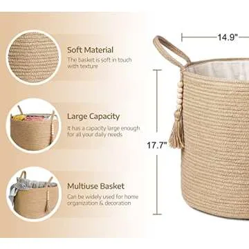 Stylish Mkono Tall Wicker Storage Basket for Home Organizing