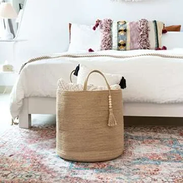 Stylish Mkono Tall Wicker Storage Basket for Home Organizing