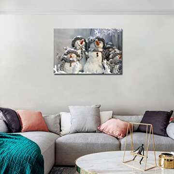 Lovely Snowman Wall Art Canvas for Christmas Decoration