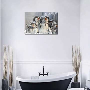 Lovely Snowman Wall Art Canvas for Christmas Decoration