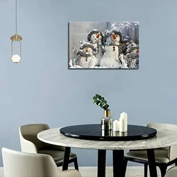 Lovely Snowman Wall Art Canvas for Christmas Decoration