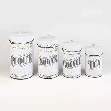 French Country Vintage Style White 4 Piece Canister Set
