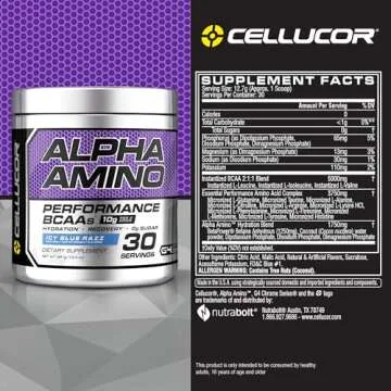 Cellucor Alpha Amino EAA & BCAA Powder | Branched Chain Essential Amino Acids + Electrolytes | ICY B...