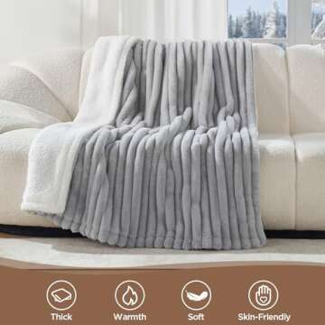 Westinghouse Electric Blanket Full Size, Super Cozy Luxury Faux Fur & Sherpa Heated Blanket with 10 Heating Levels & 1-12 Hours Auto Off, Fast Heating Blanket, Machine Washable, 80x 84 Inch Light Grey