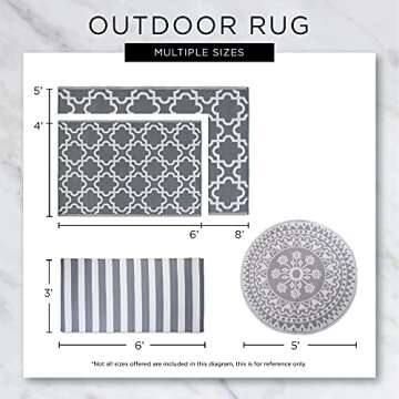 DII Outdoor Rug Collection Reversible Woven Polypropylene Plastic Straw Mat, 3x6-Feet, Black & White