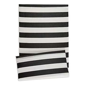 DII Reversible Outdoor Rug, Weather-Resistant Black & White
