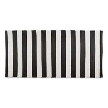 DII Outdoor Rug Collection Reversible Woven Polypropylene Plastic Straw Mat, 3x6-Feet, Black & White