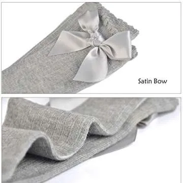EPEIUS Girls Cotton Bow Knee High Socks - Ages 4-6
