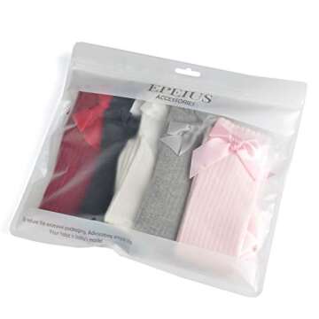 EPEIUS Girls Cotton Bow Knee High Socks - Ages 4-6