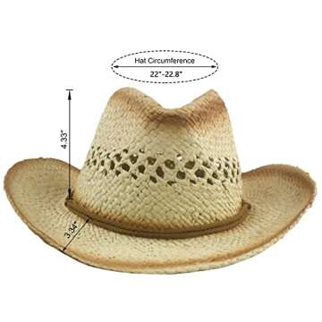 Womens Summer Western Straw Cowboy Hat Shapeable Sun Hat Wide Brim Outdoor UV Protection Foldable Fe...
