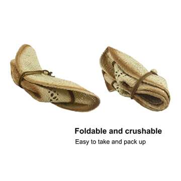 Womens Summer Western Straw Cowboy Hat Shapeable Sun Hat Wide Brim Outdoor UV Protection Foldable Fedora Travel Beach Cap Beige