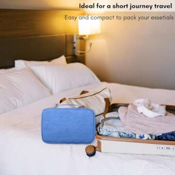 Lohifor Travel Toiletry Bag, PU Leather Waterproof Toiletry Bag for Travel Accessories, Ideal Toiletries Bag for Women and Men, Ocean Blue