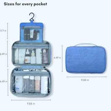 Lohifor Travel Toiletry Bag, PU Leather Waterproof Toiletry Bag for Travel Accessories, Ideal Toiletries Bag for Women and Men, Ocean Blue