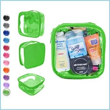 EzPacking Clear TSA Approved Travel Toiletry Bag - Quart Size, Green, Reusable Organizer