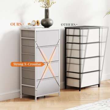 ROMOON Dresser for Bedroom with 4 Drawers, Closet Storage Drawer Organizer, Small Dressers & Chests of Drawers, Fabric Dresser for Living Room, Closet, Hallway (Grey)