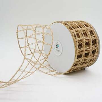CT CRAFT LLC Mesh Burlap Wired Ribbon 2.5" x 10 Yards for Elegant DIY Crafts