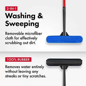 Tyroler Professional Window Squeegee for Home, 12"-80" Long Squeegee for Window Cleaning, 2-in-1 Win...