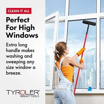 Tyroler Professional Window Squeegee for Home, 12"-80" Long Squeegee for Window Cleaning, 2-in-1 Window Cleaning Squeegee Kit, Indoor & Outdoor Window Cleaner Tool for High Windows & Glass
