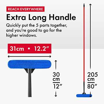 Tyroler Professional Window Squeegee for Home, 12"-80" Long Squeegee for Window Cleaning, 2-in-1 Window Cleaning Squeegee Kit, Indoor & Outdoor Window Cleaner Tool for High Windows & Glass