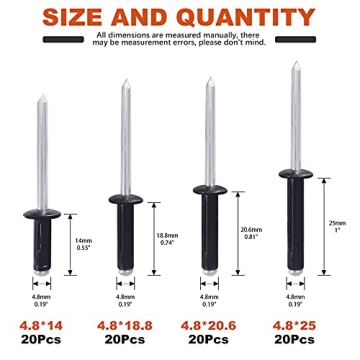 Tanstic 80Pcs Tri-Fold Pop Rivets Kit for DIY Projects