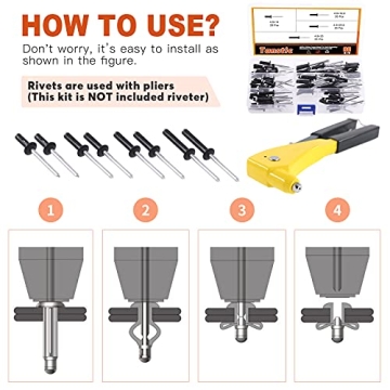 Tanstic 80Pcs Tri-Fold Pop Rivets Kit for DIY Projects