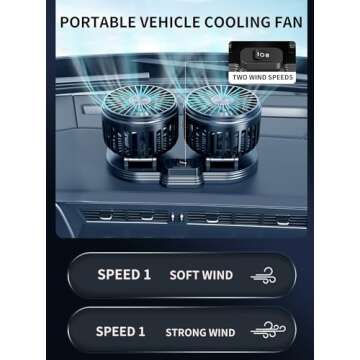 Car Fans, Portable Vehicle Cooling Fan, Dual Head USB Fan for Car with 2 Speeds, 360° Rotation, 5V/2A Usb Powered Car Fan for Car Dashboard, SUV,RV,Sedan,Truck,Cruise,Home & Office (1-BLACK)