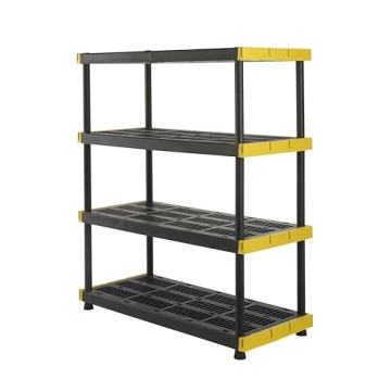 CX Black & Yellow® 4-Tier Heavy Duty Plastic Storage Shelving Unit - 200lbs/shelf (55”H x 48”W ...