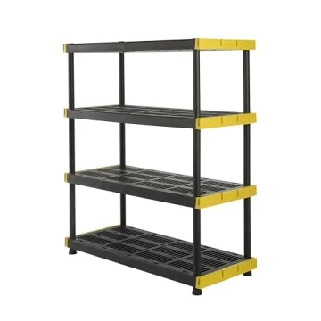 CX Black & Yellow® 4-Tier Heavy Duty Plastic Storage Shelving Unit - 200lbs/shelf (55”H x 48”W ...