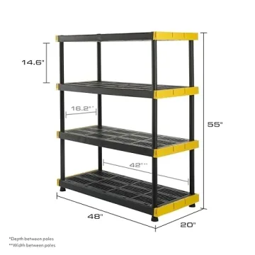 CX Black & Yellow 4-Tier Heavy Duty Storage Shelving Unit