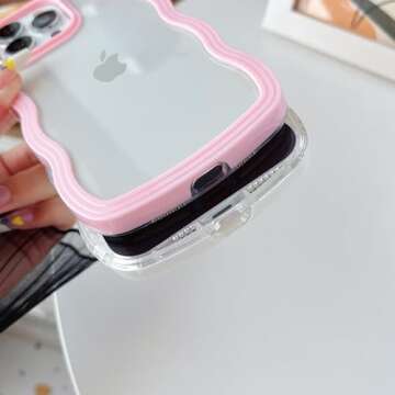 Caseative for iPhone 14 Pro Max Case, Cute Curly Wave Frame Shape Shockproof Soft Compatible with iPhone Case (White,iPhone 14 Pro Max)