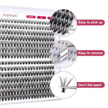 Lash Clusters Individual Lashes 280Pcs DIY Eyelash Extension 30D+40D D Curl Mixed 9-16mm Cluster Las...