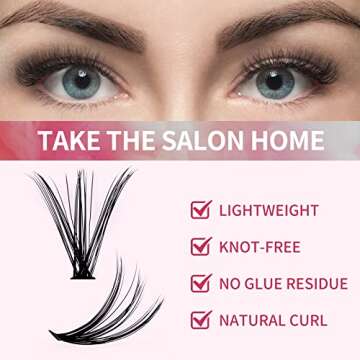 Lash Clusters Individual Lashes 280Pcs DIY Eyelash Extension 30D+40D D Curl Mixed 9-16mm Cluster Lashes Natural Wispy Reusable Mink Lash Cluster at Home by FADVAN(30D+40D-0.07D, 9-16mm)