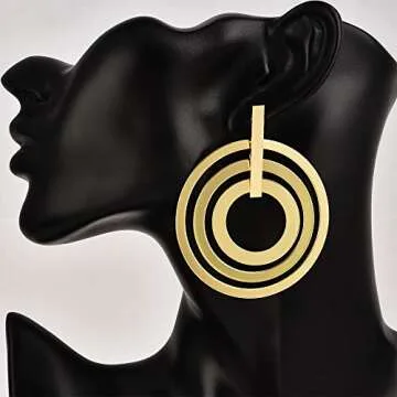 Elegant DOUBNINE Large Circle Gold Matte Hoop Earrings