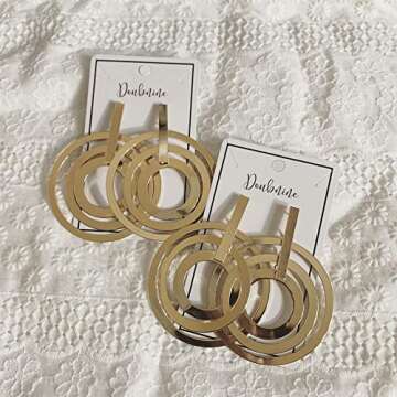 Elegant DOUBNINE Large Circle Gold Matte Hoop Earrings