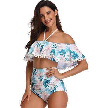 Women Ruffle Swimwear Kids Children Toddler Bikini Bathing Suit Mommy and Me Matching Family Swimsui...