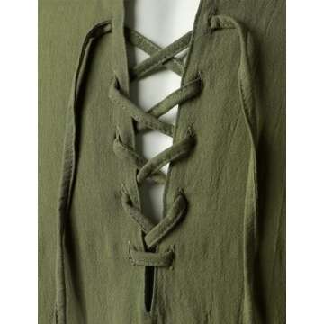 ZEROYAA Men's Medieval Long Sleeve Lace Up Shirt