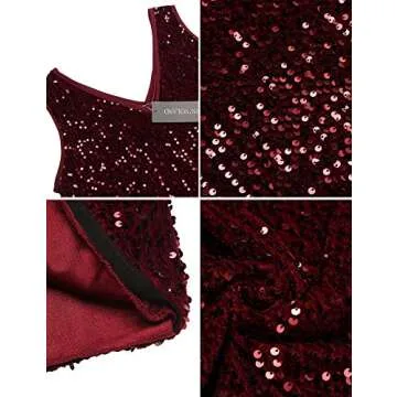 IN'VOLAND Womens Sequin Dress Plus Size V Neck Party Cocktail Sparkle Glitter Evening Stretchy Mini Bodycon Dresses Wine Red