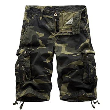 AOYOG Men's Camo Cargo Shorts - Relaxed Fit, Multi-Pocket Design for Summer Adventures