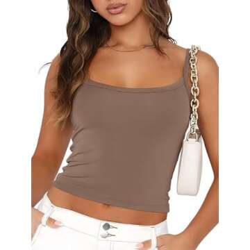 Trendy Queen Womens Spaghetti Strap Tank Tops Adjustable Cute Camisole Going Out Crop Tops Summer Cl...